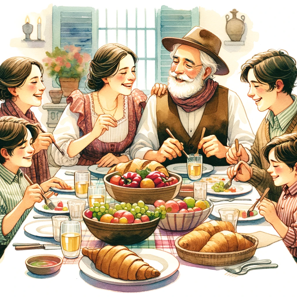 familia compartiendo en la mesa